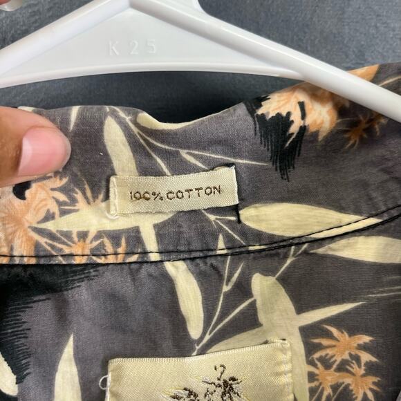 Sunset Breeze Hawaiian Large Shirt Volcanoes Plants Mountains Ocean Palm Trees - Picture 8 of 9